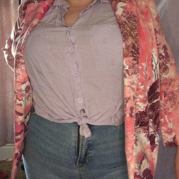 ALIA PLUS PINK FLORAL GEOMETRIC PRINT CASUAL - Picture 6 of 8